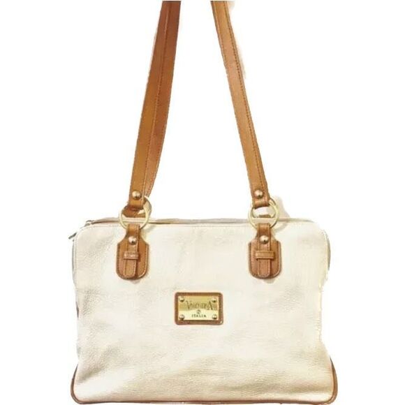 Valentina Cream and Tan Shoulder Bag - Picture 1 of 12